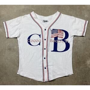 Vintage H2O Cocoa Beach FL Baseball Jersey USA Flag Made in USA S/M